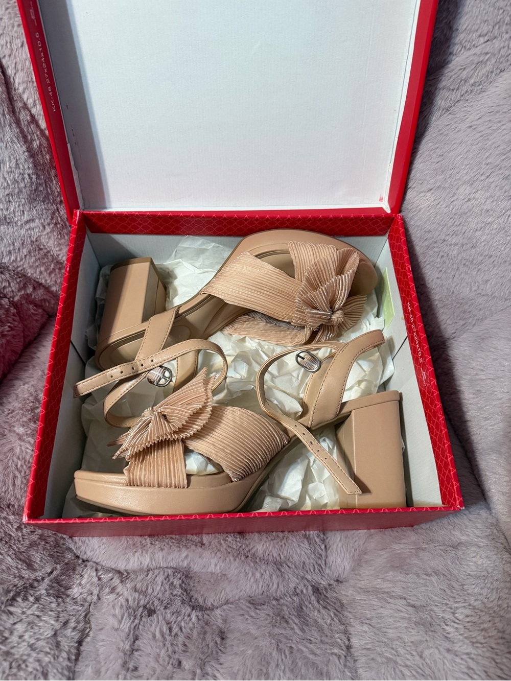 Kelly & Katie Nude Bow Block Heels